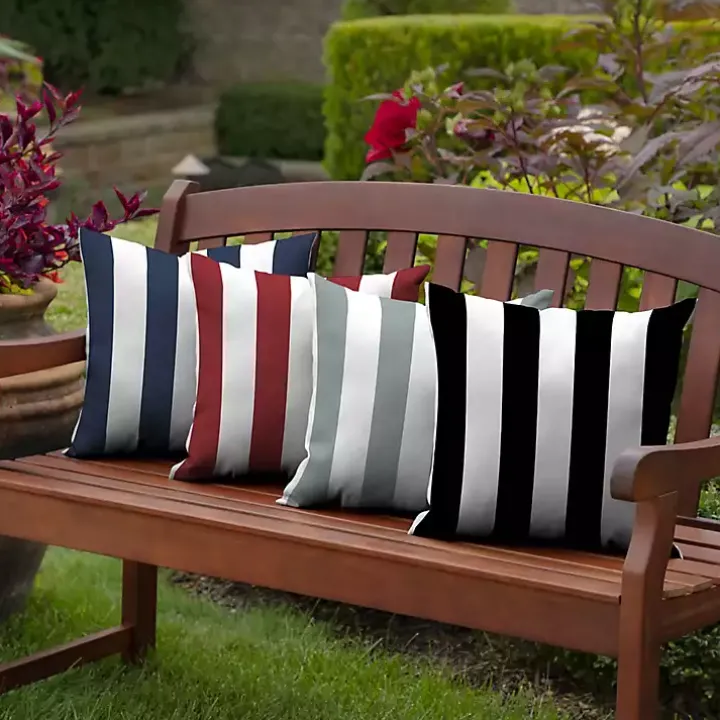 Black Cabana Stripe Outdoor Pillow, 16 in.