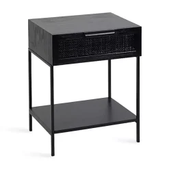 Black Cane Drawer Accent Table