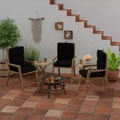 Black Canvas French Edge Outdoor Chair Cushion