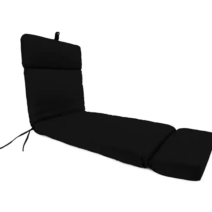 Black Canvas French Edge Outdoor Chaise Cushion