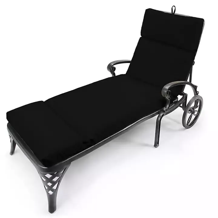 Black Canvas French Edge Outdoor Chaise Cushion