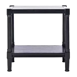 Black Carved Pinewood Farmhouse Accent Table