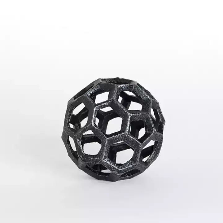 Black Cast Iron Hexagon Sphere, 3 in.