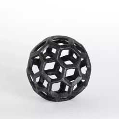 Black Cast Iron Hexagon Sphere, 4 in.