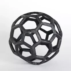 Black Cast Iron Hexagon Sphere, 6 in.
