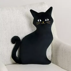 Black Cat Shaped Halloween Pillow