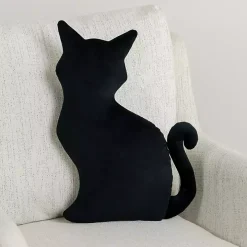 Black Cat Shaped Halloween Pillow