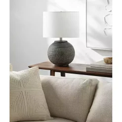 Black Ceramic Carved Lyon Table Lamp