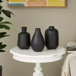 Black Ceramic Contemporary Vases, Set of 3