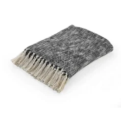 Black Chambray Fringe Throw