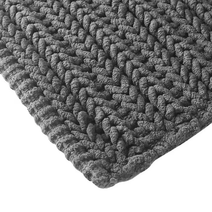 Black Chenille Chain Stitched Bath Mat, 30 in.