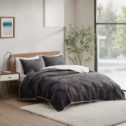 Black Chevron Full/Queen 3-pc. Coverlet Set