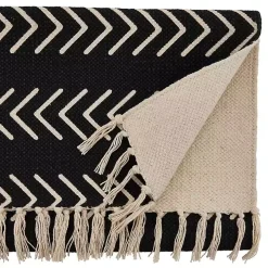 Black Chevron Table Runner with Fringe