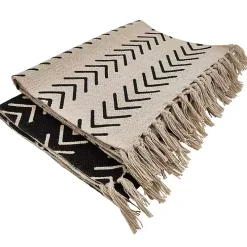 Black Chevron Table Runner with Fringe