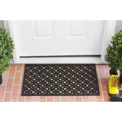 Black Circles Rubber Doormat