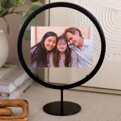 Black Circular Floating Picture Frame Stand, 4x6