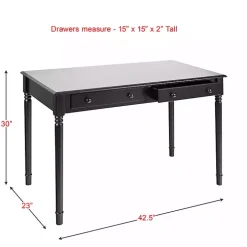 Black Classic 2-Drawer Wood Desk