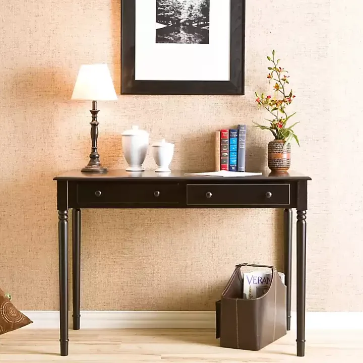 Black Classic 2-Drawer Wood Desk