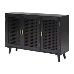 Black Contemporary Lattice Doors Sideboard