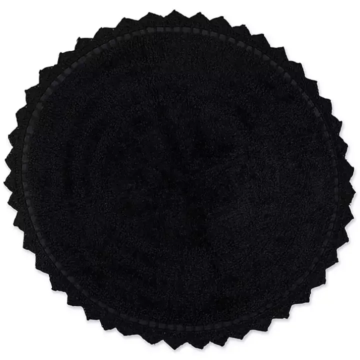 Black Crochet Round Bath Mat