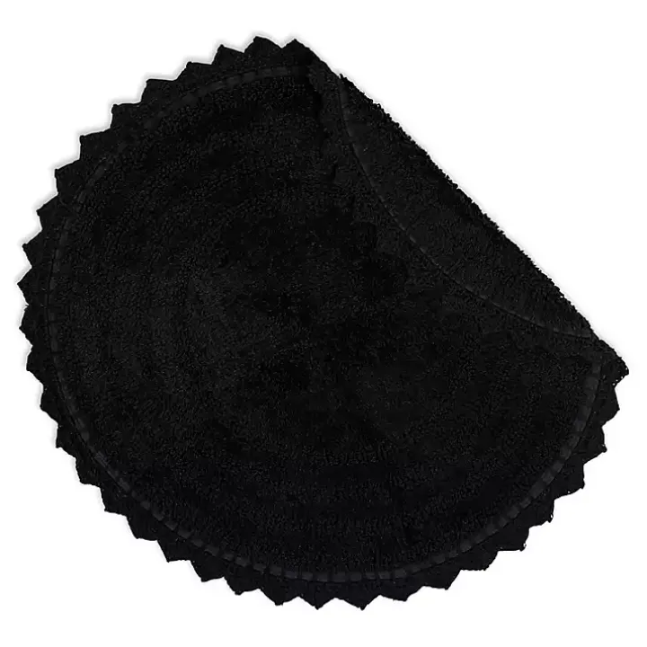 Black Crochet Round Bath Mat