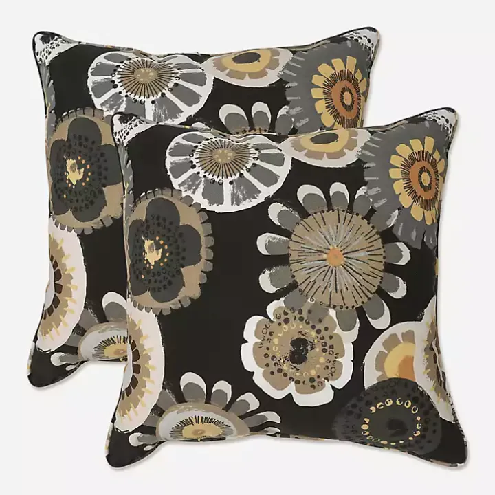 Black Crosby Outdoor Pillows, Set of 2
