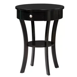 Black Curved Legs Round Drawer Accent Table