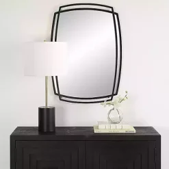 Black Curved Overlapping Wall Mirror