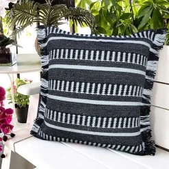 Black Dash Stripe Indoor/Outdoor Pillow