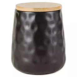 Black Dimpled Bamboo Canisters, Set of 2