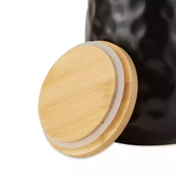 Black Dimpled Bamboo Canisters, Set of 2