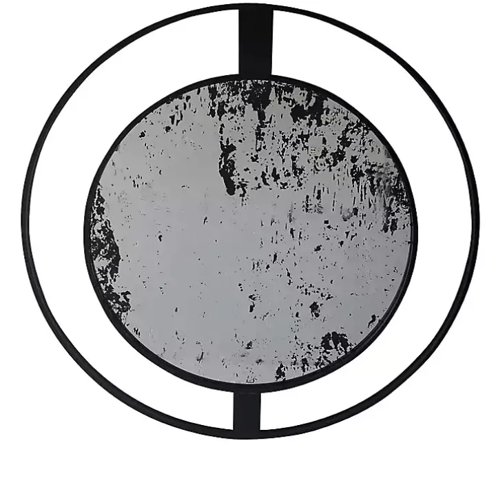 Black Distressed Floating Wall Mirror