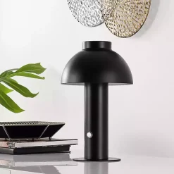 Black Dome LED Cordless Table Lamp, 12 in.