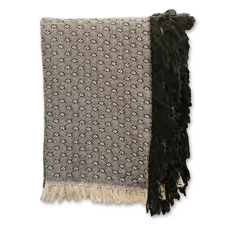 Black Dotted Woven Throw