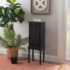 Black 5-Drawer Ollie Petite Jewelry Armoire