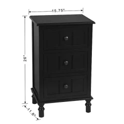 Black 3-Drawer Winnie Accent Table