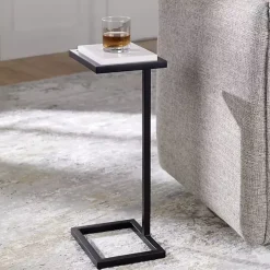 Black Elevated Marble Accent Table
