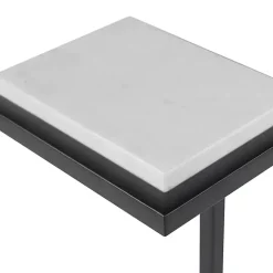 Black Elevated Marble Accent Table