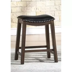 Black Ella Saddle Counter Stool with Nailhead Trim