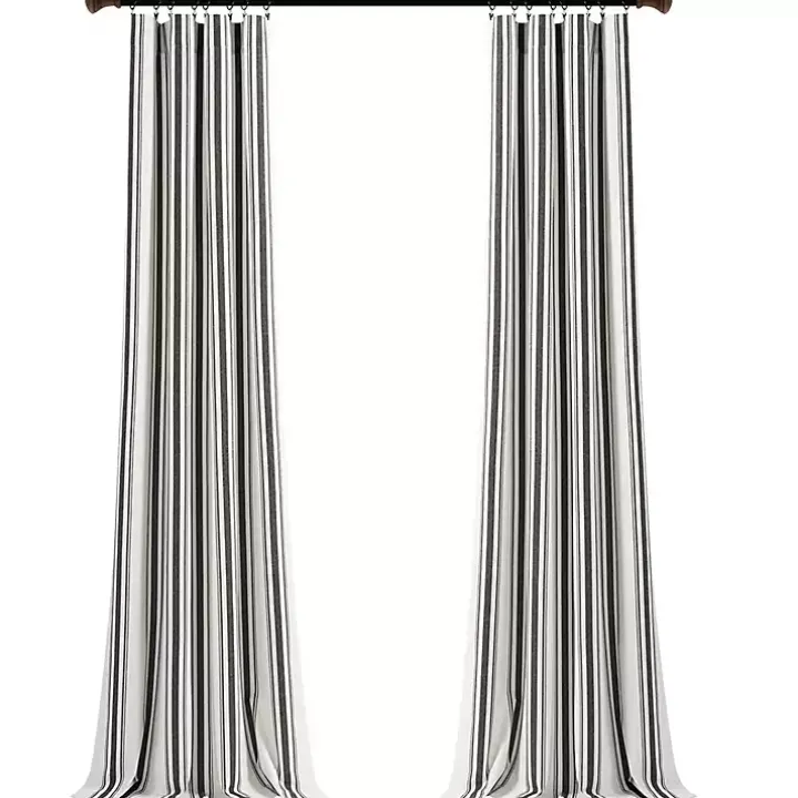 Black Farmhouse Stripe Curtain Panel Set, 108 in.