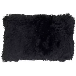 Black Faux Fur Lumbar Pillow