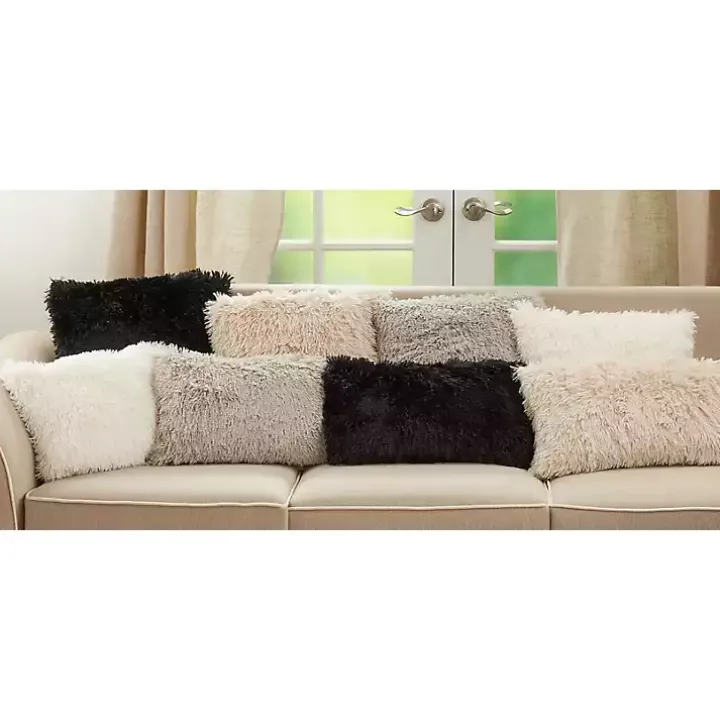 Black Faux Fur Lumbar Pillow