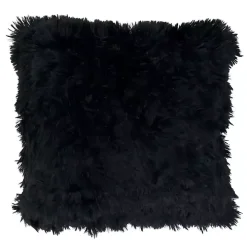 Black Faux Fur Throw Pillow