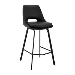 Black Faux Leather Carise Swivel Bar Stool