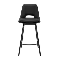 Black Faux Leather Carise Swivel Bar Stool