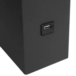 Black Faux Leather Charging Table Lamp