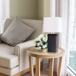 Black Faux Leather Charging Table Lamp