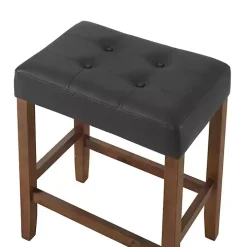 Black Faux Leather Madison Walnut Counter Stool