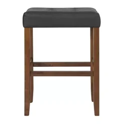 Black Faux Leather Madison Walnut Bar Stool