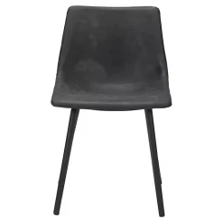 Black Faux Leather Scoop Dining Chairs, Set of 2